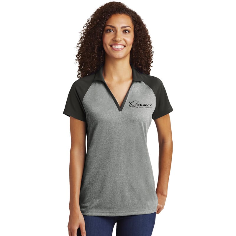 Quincy Sport-tek Ladies RacerMesh Raglan Heather Block Polo