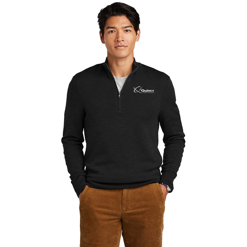 Quincy Brooks Brothers Washable Merino Birdseye 1/4-Zip Sweater