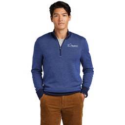 [101099487] Quincy Brooks Brothers Washable Merino Birdseye 1/4-Zip Sweater